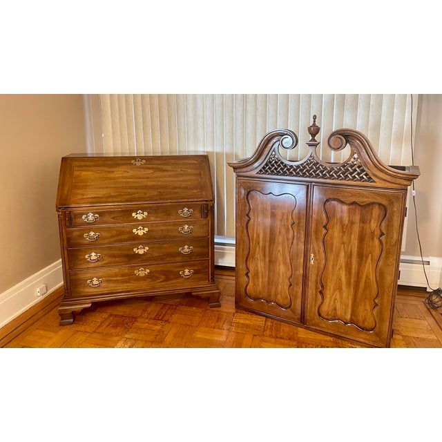 Brown Historic Bicentennial Statton Fine Furniture Cherry Secretary Desk For Sale - Image 8 of 11