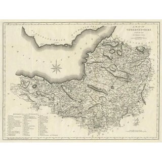 Large Antique County Map of Somersetshire, 1805 For Sale