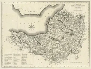 Large Antique County Map of Somersetshire, 1805