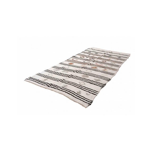 Mid-Century Modern Embroidered Vintage Hemp Kilim Rug - 6`0" X 11`5" For Sale - Image 3 of 6
