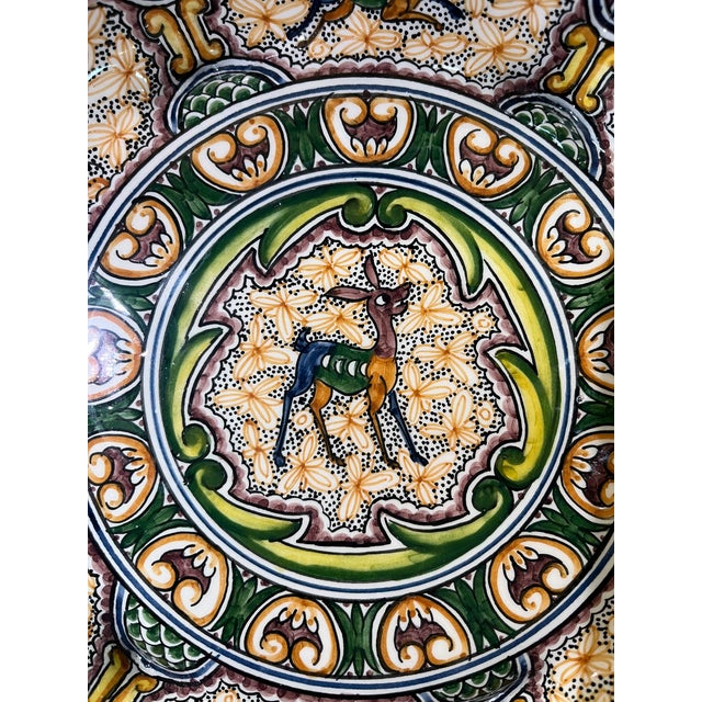 Green Coimbra Ceramic - Hand Painted Portuguese Fruit Basket 5 For Sale - Image 8 of 12