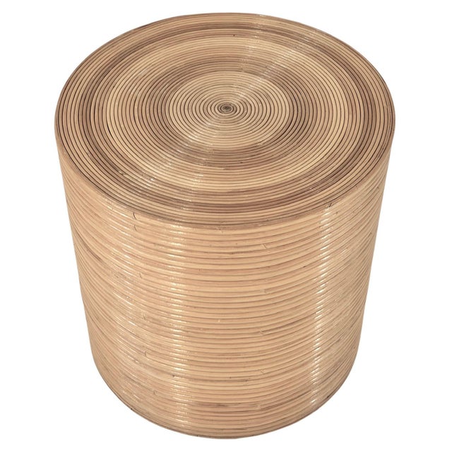 Style of Gabriellea Crespi Pencil Reed Side/End Table, 1970’s. Measure 21” tall 20.25” diameter