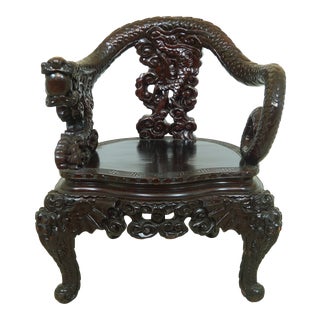 Chinese Dragon Carved Parlor Chair For Sale