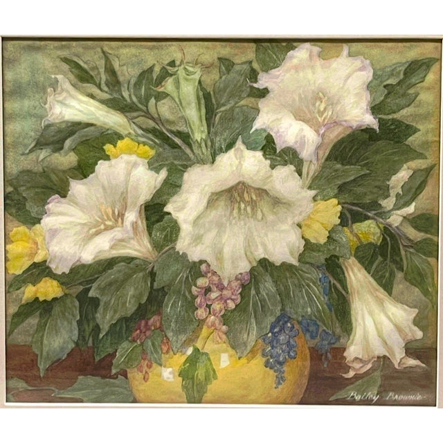 A Watercolor Still Life Bouquet Painting on Paper By Bailey Brownie. 24-1/2" x 22"