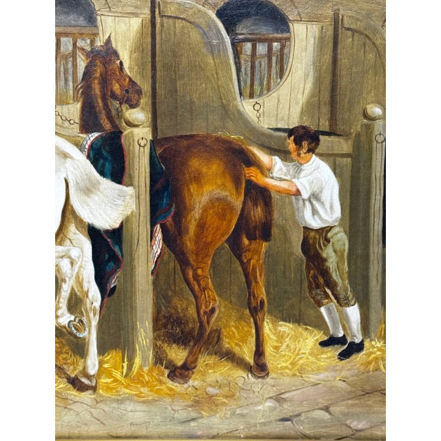 Wood Victorian Equestrian Oil Painting the Hunting Stud – After John Frederick Herring SNR English School For Sale - Image 7 of 18