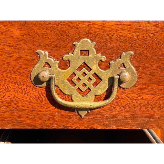 Red Early 20th Century Chippendale Style Mahogany Lowboy / Dressing Table With Carved Ball & Claw Feet For Sale - Image 8 of 12
