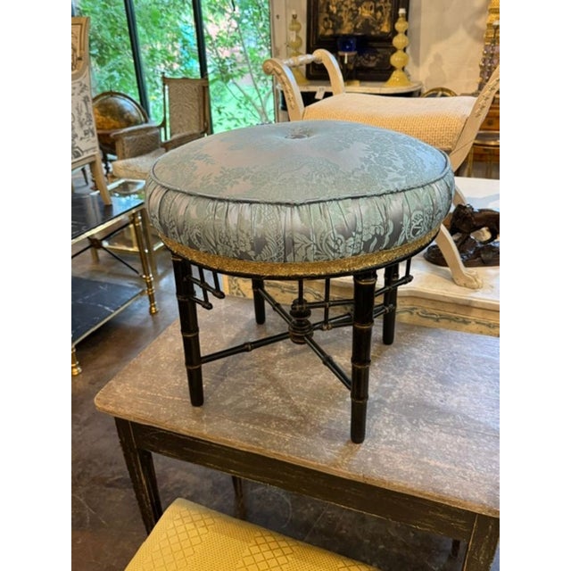 Wood Late 19th C. English Regency Bamboo Form Stool For Sale - Image 7 of 7