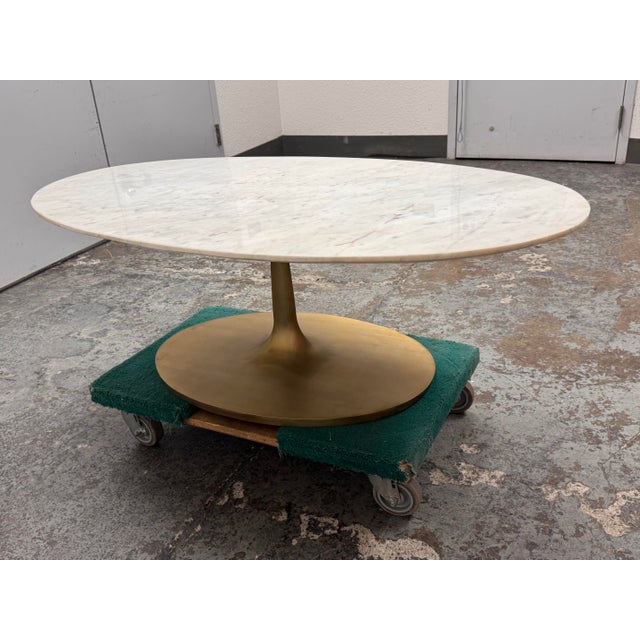 Metal Crate & Barrel Nero White Oval Coffee Table For Sale - Image 7 of 12
