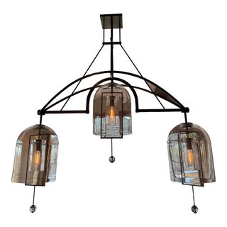 Restoration Hardware Fulcrum Round Chandelier in Bronze For Sale