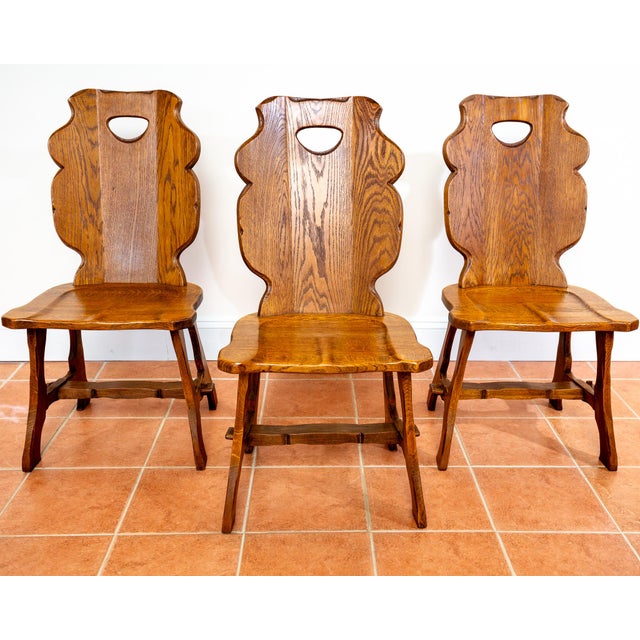 Mid-Century Modern Vintage Belgian Dining Chairs in Oak, 1960s, Set of 6 For Sale - Image 3 of 18