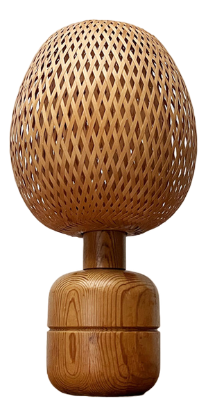 Vintage Scandinavian Bamboo and Wood Table Lamp, 1970s