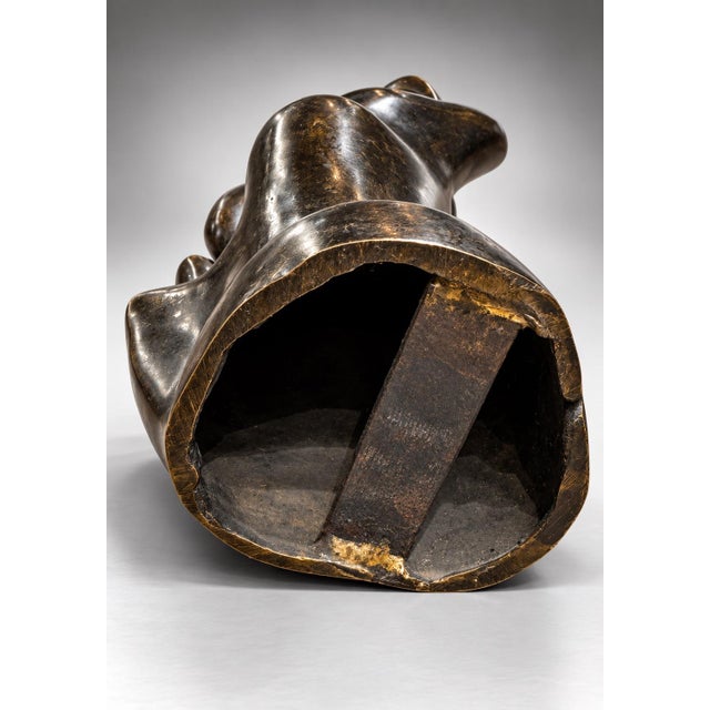 Metal 1950s Attribute to Henry Moore Upright Internal External Form Bronze Sculpture For Sale - Image 7 of 10