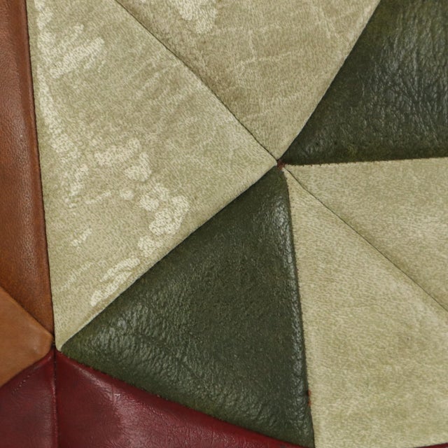 Vintage Patchwork Cushion with Diamond Pattern in Faux Leather, 1960s For Sale - Image 14 of 15