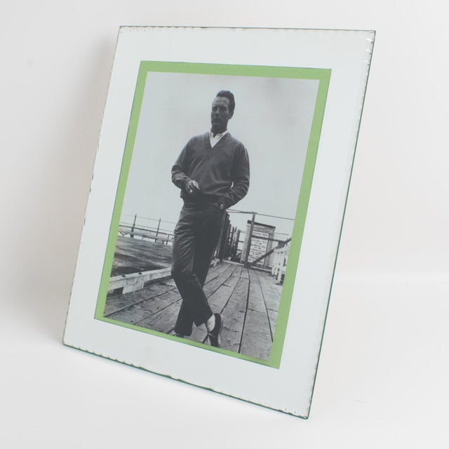 This exquisite French picture frame features attractive silver mirror beveled edges with deep geometric bevelling. You...