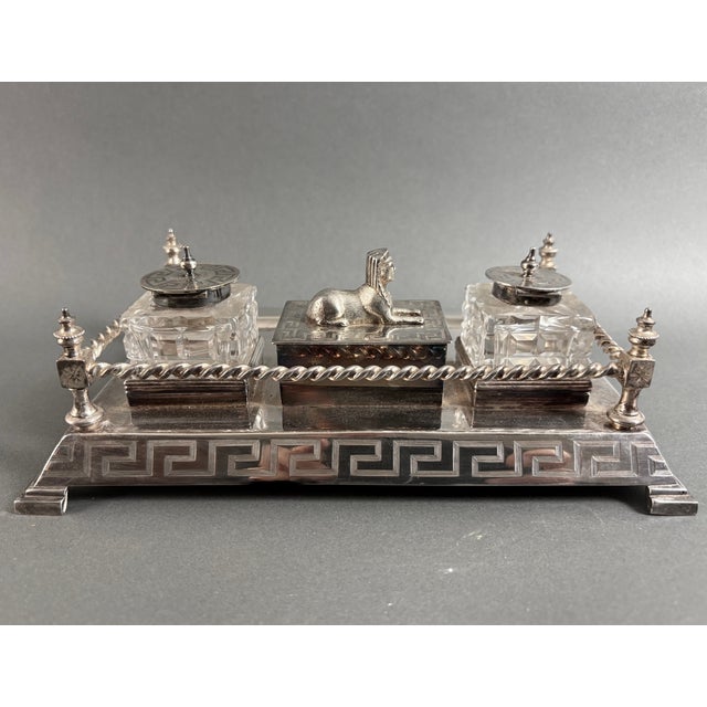 Art Deco English Inkwell in the style in Neo-Egyptian, 1890s For Sale - Image 6 of 11
