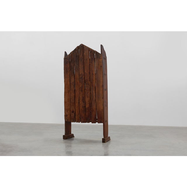 17th Century French Art Populaire Chestnut Cabinet with Gabled Top For Sale - Image 11 of 16