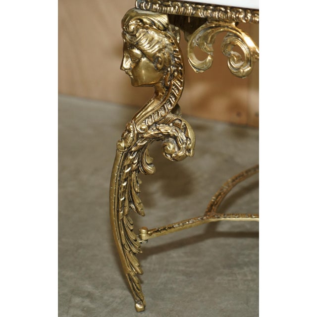 Italian Brass & Carrara Marble Coffee Table with Thick Cut Top, 1880s For Sale - Image 9 of 18