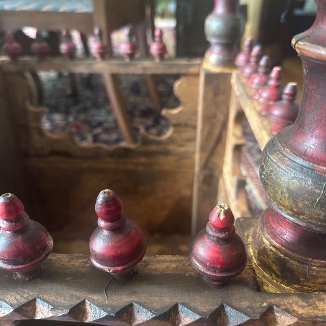 Early 20th Century Primitive Moorish Hand Carved Wooden Latticework Side Table For Sale - Image 11 of 12