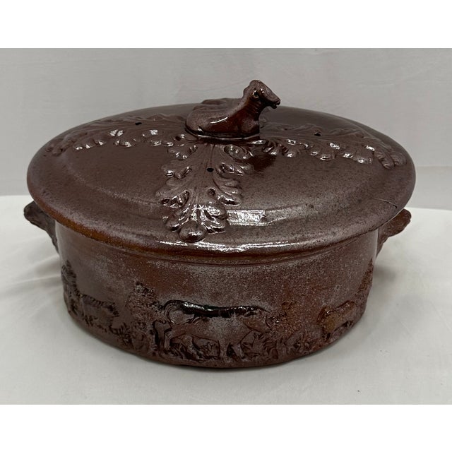 English Very Rare Antique English Brown Salt Glaze Stoneware Game Pie Dish - "Terrine" - Circa 18th Century For Sale - Image 3 of 18