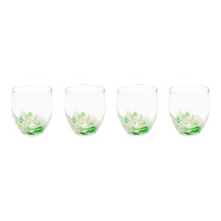 Fiesta Stemless Wine Glasses, Green/White, Set of 4 For Sale