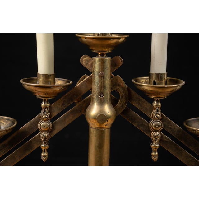 Late 19th Century Adjustable Brass Sabbath Candelabrum For Sale - Image 11 of 15