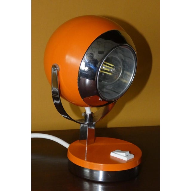 Reggiani Vintage Orange Eyeball Lamps by Goffredo Reggiani for Reggiani, Italy, 1970s, Set of 2 For Sale - Image 4 of 13