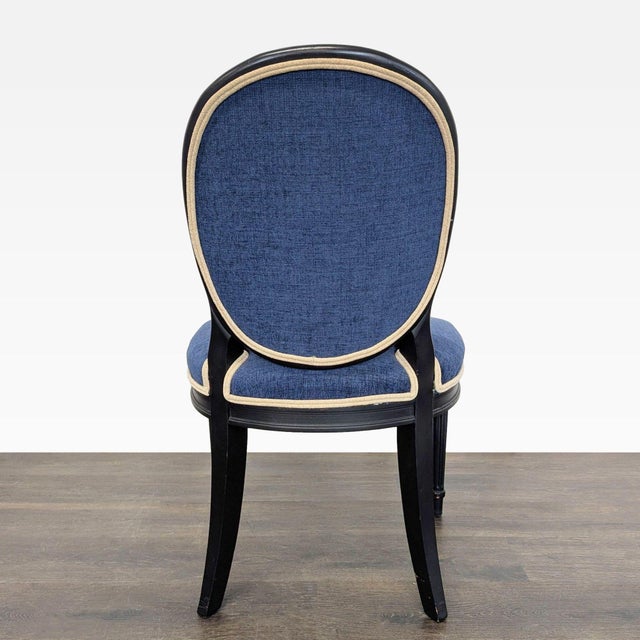 Wood Elegant 5-Piece Dining Set With Glass Table and Blue Upholstered Chairs For Sale - Image 7 of 16
