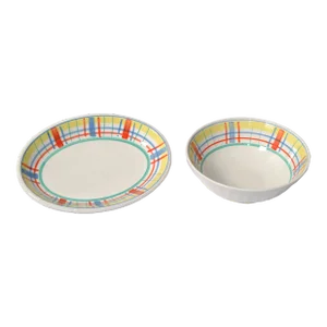 Set of 2 Italian Roma Inc. Ceramic Serveware Bowl Platter Mid-Century Modern 80s