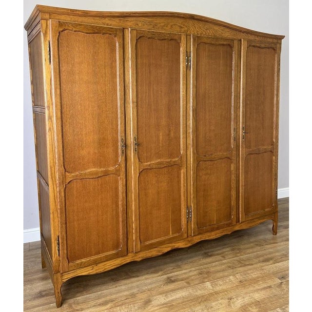 Vintage French Louis XVI Style Wardrobe in Oak For Sale - Image 4 of 11