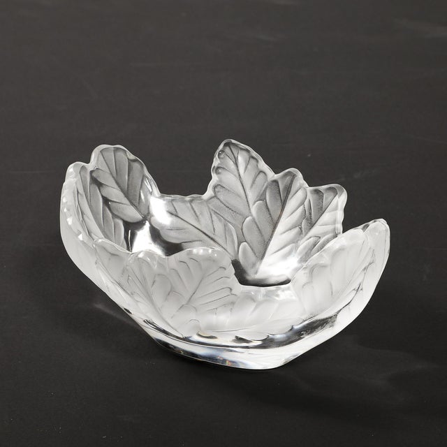 Mid-Century Modernist Lalique "Compiegne" Frosted & Clear Glass Bowl For Sale - Image 11 of 17