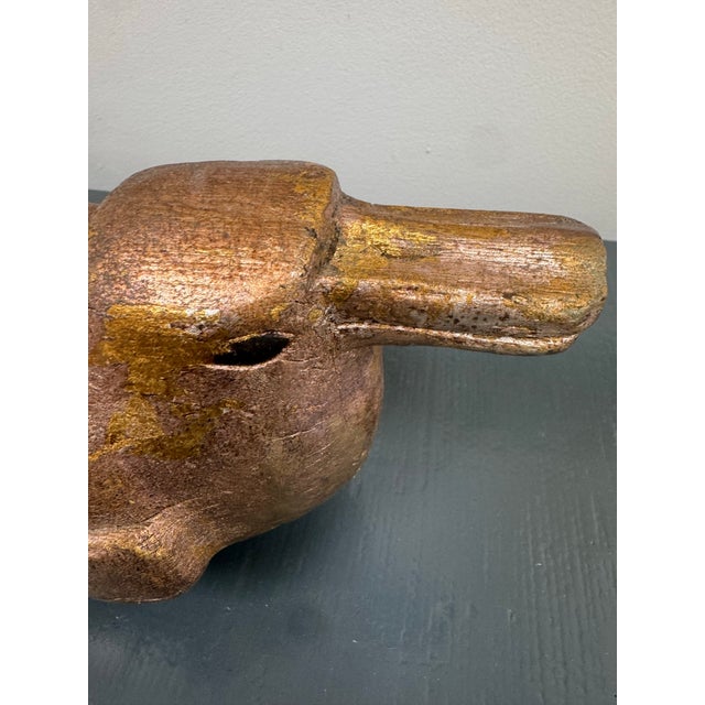 Mid 20th Century Hand-Carved Wooden Duck Covered Box With Gold Leaf Decoration For Sale - Image 4 of 9