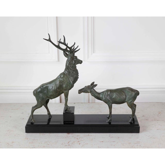Bronze Mid 20th Century Louis-Albert Carvin Stag and Doe Sculpture For Sale - Image 8 of 11