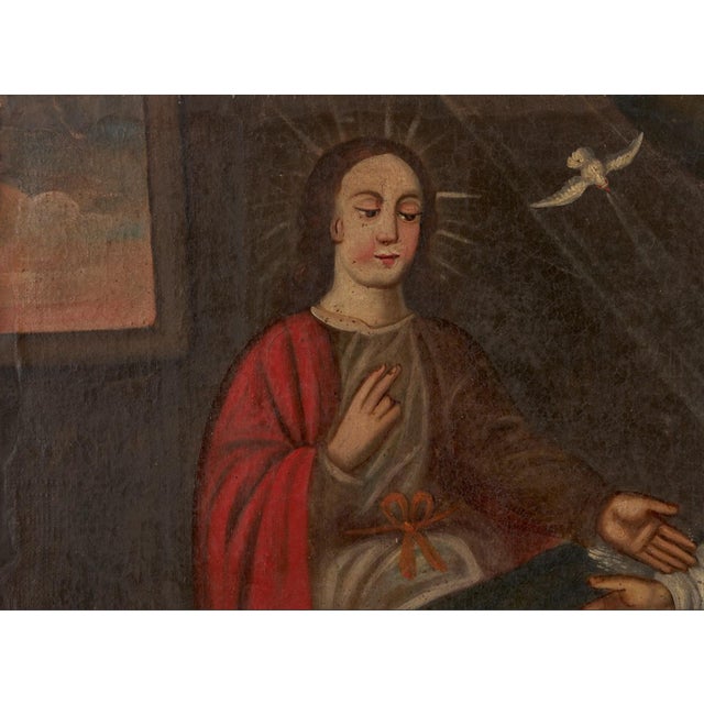 19th Century Spanish Colonial Cuzco School Paintings, John the Baptist & Death of Joseph - Set of 2 For Sale - Image 10 of 13