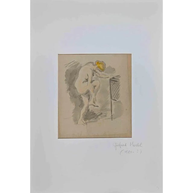 Nude of Woman is an Ink and Watercolor drawing realized by Gaspard Maillol (1880-1946). Good condition on a yellowed...