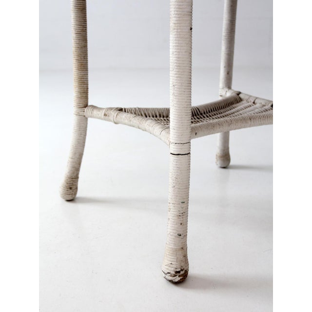 Antique White Wicker Sunroom Table For Sale - Image 13 of 15