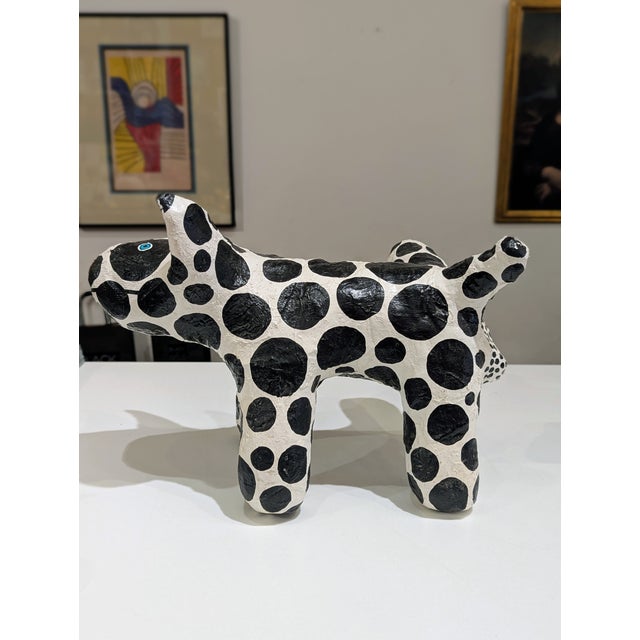 Ivory Debbie Edgers Sturges Abstract Papier-Mâché Dog Sculpture For Sale - Image 8 of 10