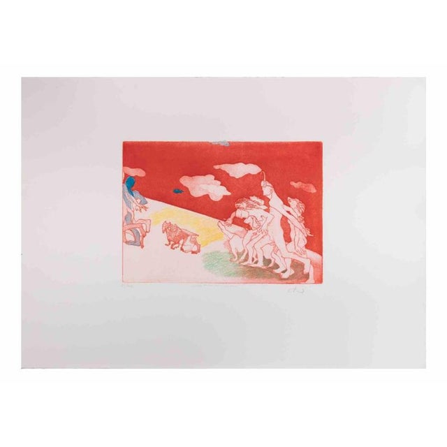 Etching hand colored. Hand signed and numbered. Edition of 100. Excellent condition. This piece is attributed to the...