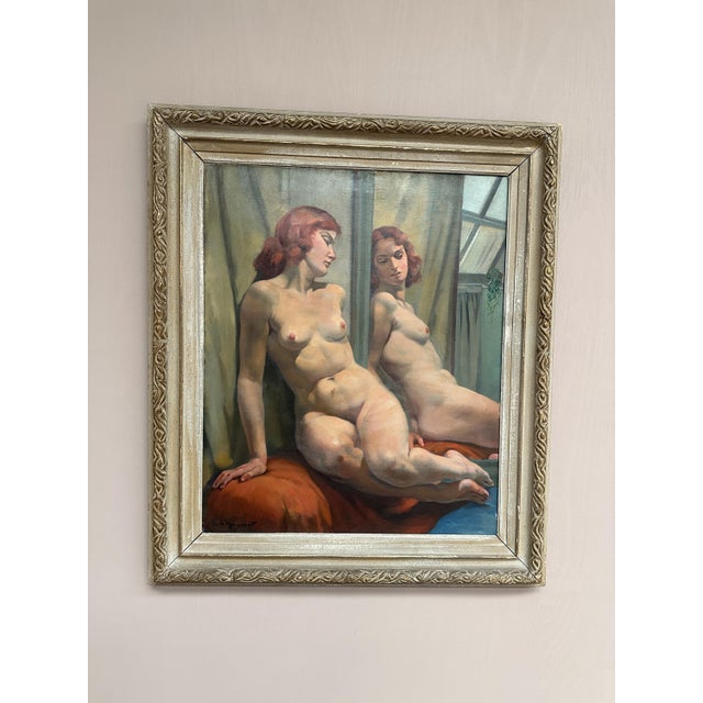 Philippe De Rougemont, Seated Woman at a Mirror, 1950s, Oil on Canvas, Framed For Sale - Image 12 of 18