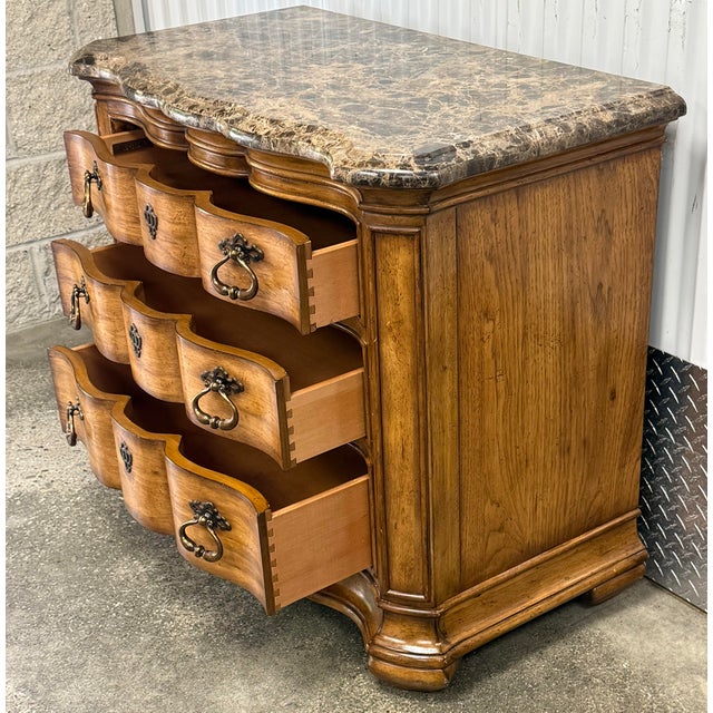 1990s Thomasville “Hills of Tuscany” Three Drawer Stone Top Chest / Nightstand For Sale - Image 5 of 12