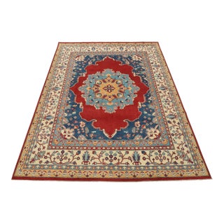 Caucasian Rug 8’2” X 9’10” Red Wool Traditional Hand-Knotted Oriental Carpet For Sale