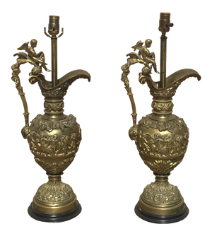 Bronze Urn Lamps - A Pair