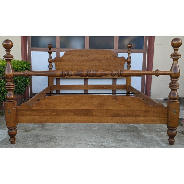 1980s Vintage Ethan Allen Queen Size Cannonball Bed Chairish