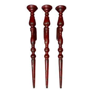 Set of 3 Vintage 29 Inch Iron/Metal Distressed Wall Mount Sconce Candle Holders