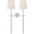 Thomas O'Brien for Visual Comfort Signature Bryant Large Double Tail Sconce in Polished Nickel with Linen Shades For Sale