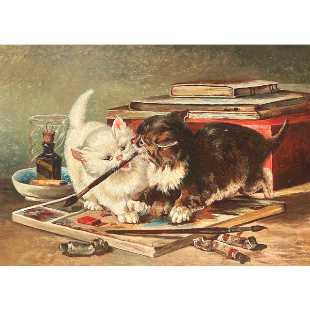 A charming work featuring kittens at play by historic woman artist, Julie Hart Beers (1835-1913). A native of Pittsfield,...