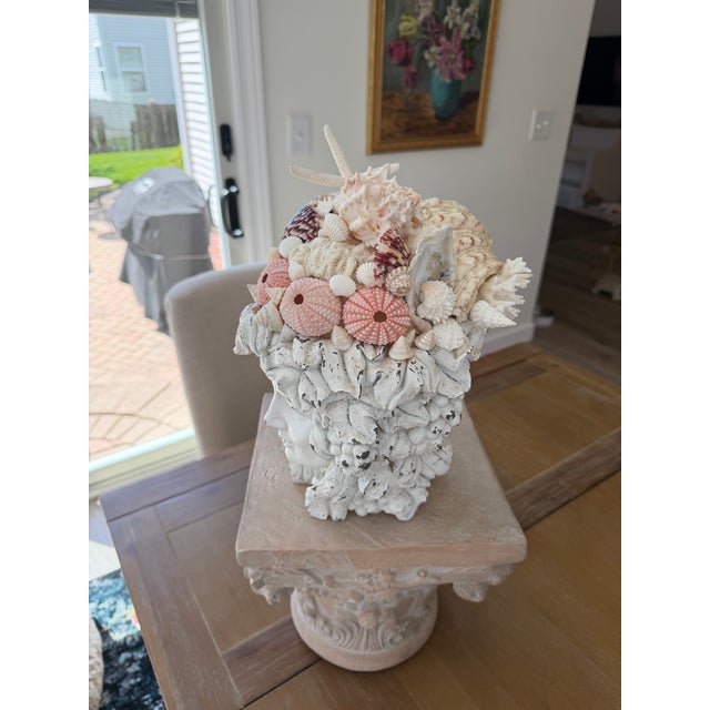 Celestial Meets the Sea, Shell Incrusted Bust-Coastal Art Sculpture For Sale - Image 4 of 14