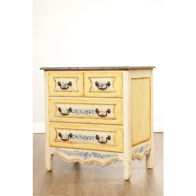 French Country 1990s Habersham Plantation Country French Style Paint Decorated Chest of Drawers For Sale - Image 3 of 13