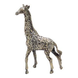 Vintage Italian Handmade Genuine Silver Detailed Giraffe Figurine Miniature For Sale