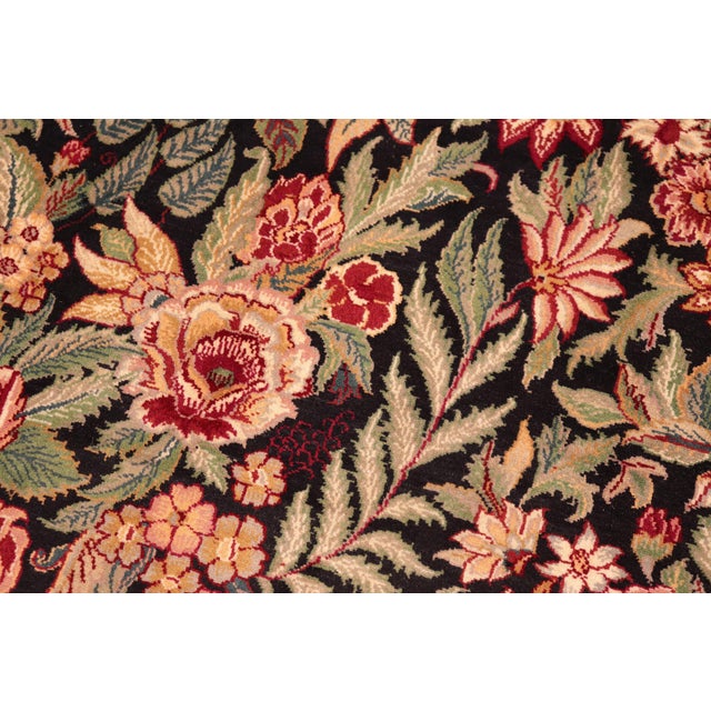 Shabby Chic Shabby Chic Floral 1990's Pak-Persian Black/Red Wool Rug - 6'2'' X 9'5'' For Sale - Image 3 of 9