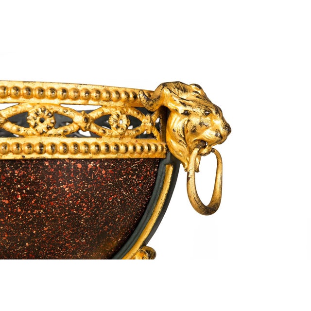 Metal Regency Style Gilt and Faux Porphyry Iron Athenienne Jardinierre Plant Stand For Sale - Image 7 of 18